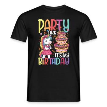 Einhorn Geburtstagskuchen mit Kerze - Männer T-Shirt - Schwarz - Vorne - AI Model Male 178 light (178cm)