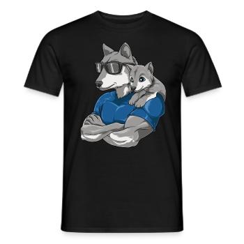 Starker Wolf mit Wolfs Kind für einen Wolf - Männer T-Shirt - Schwarz - Vorne - AI Model Male 178 light (178cm)