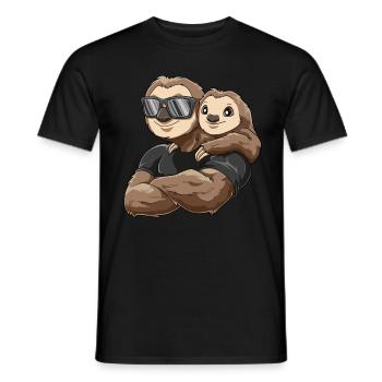 Starkes Faultier mit Baby Faultier Kind - Männer T-Shirt - Schwarz - Vorne - AI Model Male 178 light (178cm)