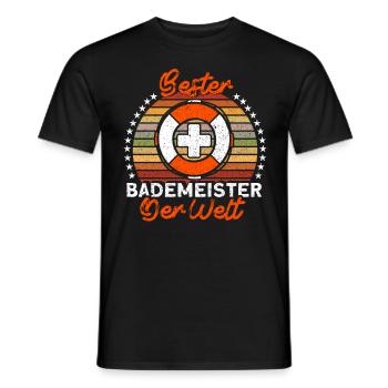 Bademeister Schwimmbad Lifeguard Rettungsschwimmer - Männer T-Shirt - Schwarz - Vorne - AI Model Male 178 light (178cm)