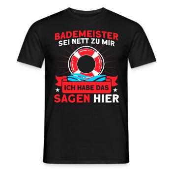 Bademeister Schwimmbad Lifeguard Rettungsschwimmer - Männer T-Shirt - Schwarz - Vorne - AI Model Male 178 light (178cm)