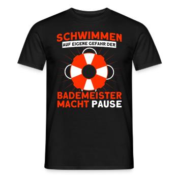 Bademeister Schwimmbad Lifeguard Rettungsschwimmer - Männer T-Shirt - Schwarz - Vorne - AI Model Male 178 light (178cm)