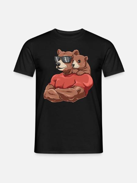 Starker Bär mit Baby Bär für einen Bären - Männer T-Shirt - Schwarz