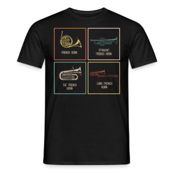 Français Joueur de cor - T-shirt homme - noir - Devant - AI Model Male 178 light (178cm)