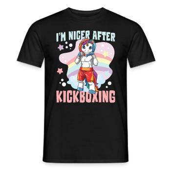 I'm Niver After Kickboxing Einhorn - Männer T-Shirt - Schwarz - Vorne - AI Model Male 178 light (178cm)