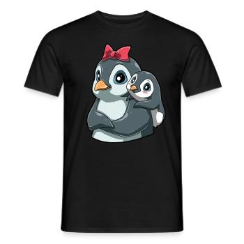 Liebevoller Pinguin mit Pinguin Kind für Pinguin - Männer T-Shirt - Schwarz - Vorne - AI Model Male 178 light (178cm)