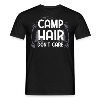 Camp hair doesn't care - Camping Glamping - Men's T-Shirt - black - Front - AI Model Male 178 light (178cm)
