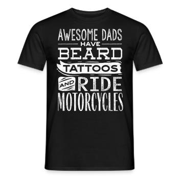 Great fathers have beard tattoos and ride motorcycles - Men's T-Shirt - black - Front - AI Model Male 178 light (178cm)