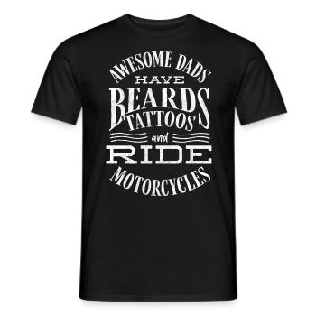 Great fathers have beard tattoos and ride motorcycles - Men's T-Shirt - black - Front - AI Model Male 178 light (178cm)
