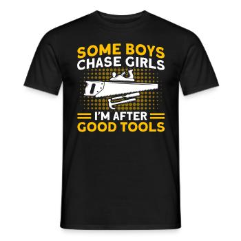 I'm looking for good tools carpenters - Men's T-Shirt - black - Front - AI Model Male 178 light (178cm)