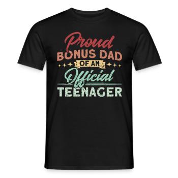 Bonus père d’une famille d’adolescents officielle - T-shirt homme - noir - Devant - AI Model Male 178 light (178cm)