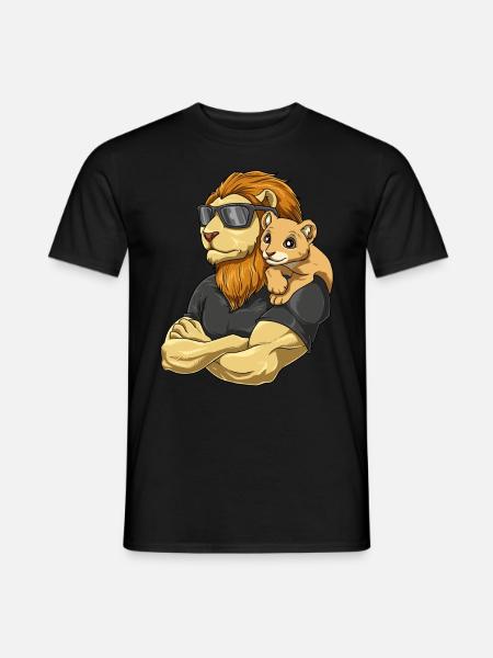 Starker Löwe mit Löwen Kind für einen Löwen - Männer T-Shirt - Schwarz