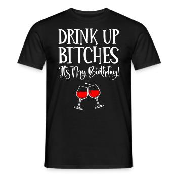 Boire, c’est mon anniversaire - T-shirt homme - noir - Devant - AI Model Male 178 light (178cm)