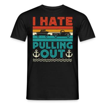 Camping, I hate to move out, motorhome - Men's T-Shirt - black - Front - AI Model Male 178 light (178cm)