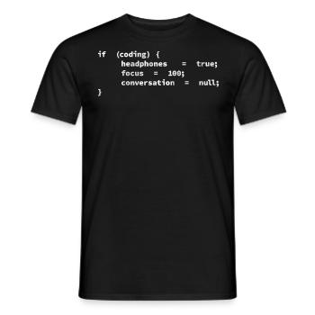 Headphones, encoders, programmers coding - Men's T-Shirt - black - Front - AI Model Male 178 light (178cm)