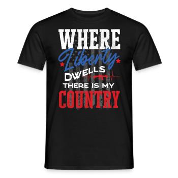 US patriotic quotes, patriot, patriots - Men's T-Shirt - black - Front - AI Model Male 178 light (178cm)