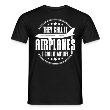 Cadeau d’atterrissage d’avion de pilote d’avion d’avion - T-shirt homme - noir - Devant - AI Model Male 178 light (178cm)
