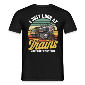 Modellbahn Zug Lokomotiven Geschenk - Männer T-Shirt - Schwarz - Vorne - AI Model Male 178 light (178cm)