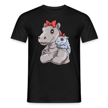 Liebevolles Nilpferd mit Nilpferd Kind - Männer T-Shirt - Schwarz - Vorne - AI Model Male 178 light (178cm)