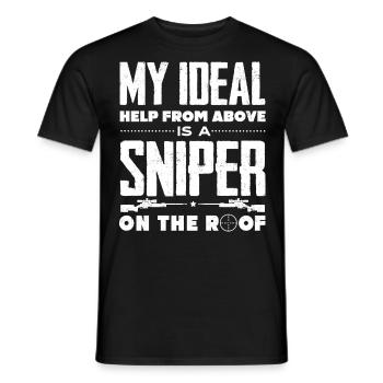 Hilfe Von Oben Ist Ein Scharfschütze - Männer T-Shirt - Schwarz - Vorne - AI Model Male 178 light (178cm)