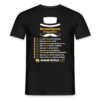 JGA Aufgaben mit Checkliste - Männer T-Shirt - Schwarz - Vorne - AI Model Male 178 light (178cm)