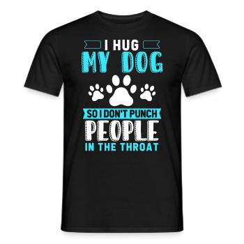 Je serre mon chien dans mes bras pour ne pas avoir de gens - T-shirt homme - noir - Devant - AI Model Male 178 light (178cm)