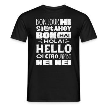 Word Hello Différentes Langues, Professeur de langue - T-shirt homme - noir - Devant - AI Model Male 178 light (178cm)