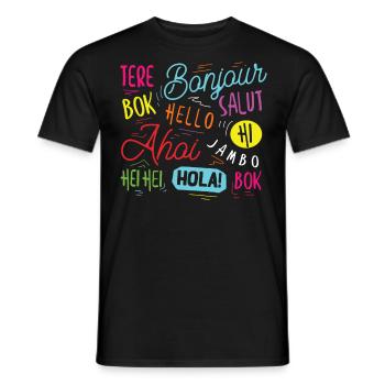 Hallo Welt In Verschiedenen Sprachen - Männer T-Shirt - Schwarz - Vorne - AI Model Male 178 light (178cm)