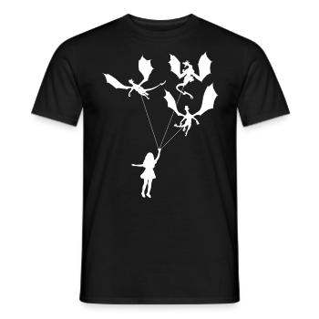 Lustiges Trendiges Kleines Mädchen Mit Drachen - Männer T-Shirt - Schwarz - Vorne - AI Model Male 178 light (178cm)