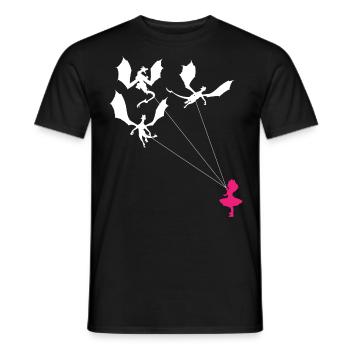 Drôle de petite fille branchée avec dragon - T-shirt homme - noir - Devant - AI Model Male 178 light (178cm)