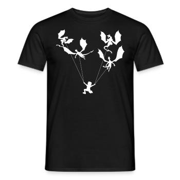Drôle de petit garçon branché avec dragon - T-shirt homme - noir - Devant - AI Model Male 178 light (178cm)