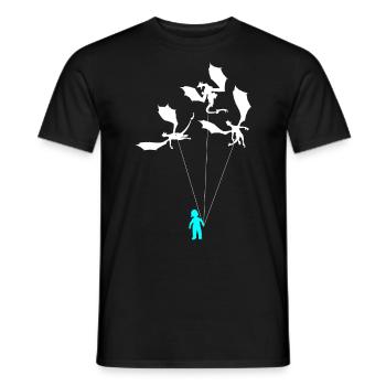Drôle de petit garçon branché avec dragon - T-shirt homme - noir - Devant - AI Model Male 178 light (178cm)