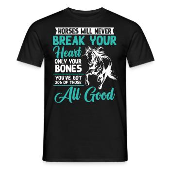 Les chevaux ne vous briseront jamais le cœur - T-shirt homme - noir - Devant - AI Model Male 178 light (178cm)