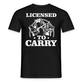 Licensed to wear, hairdresser, hair clipper - Men's T-Shirt - black - Front - AI Model Male 178 light (178cm)