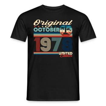 October Born 1978 44th Birthday Gift - Men's T-Shirt - black - Front - AI Model Male 178 light (178cm)