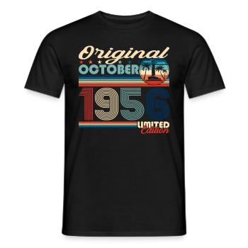 October Born 1956 66th Birthday Gift - Men's T-Shirt - black - Front - AI Model Male 178 light (178cm)