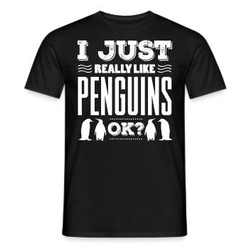 I just like penguins, OK? Penguin - Men's T-Shirt - black - Front - AI Model Male 178 light (178cm)