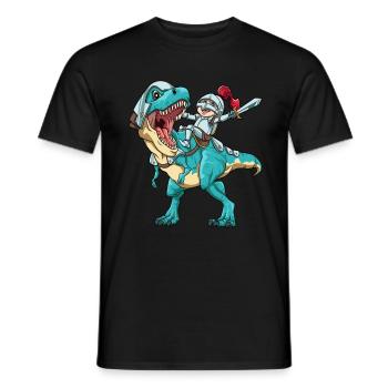 Tyrannosaurus Dinosaurier Ritter Dino Kinder Kids - Männer T-Shirt - Schwarz - Vorne - AI Model Male 178 light (178cm)