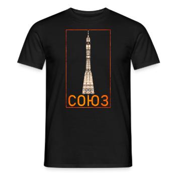 Soyuz rocket Soviet Union - Men's T-Shirt - black - Front - AI Model Male 178 light (178cm)