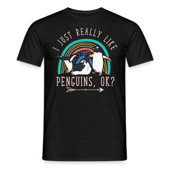Ich Mag Pinguine Wirklich, Ok? Pinguin-Liebhaber - Männer T-Shirt - Schwarz - Vorne - AI Model Male 178 light (178cm)