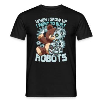 When I Grow Up I Want To Built Robots - Männer T-Shirt - Schwarz - Vorne - AI Model Male 178 light (178cm)