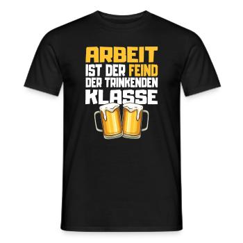 Bier - Arbeit ist der Feind der trinkenden Klasse - Männer T-Shirt - Schwarz - Vorne - AI Model Male 178 light (178cm)
