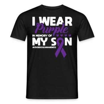 Purple en mémoire de mon fils surdose de drogue - T-shirt homme - noir - Devant - AI Model Male 178 light (178cm)