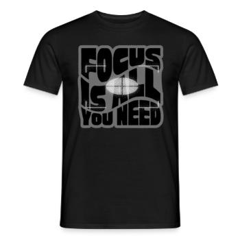 Focus is all you need, photographer camera - Men's T-Shirt - black - Front - AI Model Male 178 light (178cm)