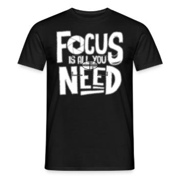 Focus is all you need, photographer camera - Men's T-Shirt - black - Front - AI Model Male 178 light (178cm)