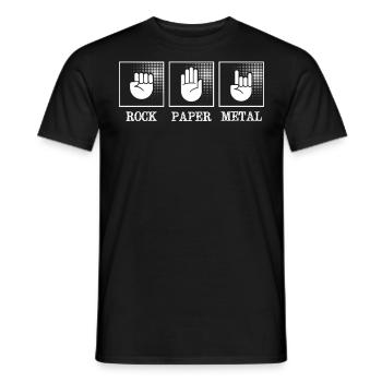 Metal music, rock paper metal music - Men's T-Shirt - black - Front - AI Model Male 178 light (178cm)