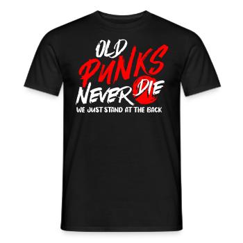 Old Punks Never Die, Punk Music - Men's T-Shirt - black - Front - AI Model Male 178 light (178cm)