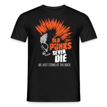 Old Punks Never Die, Punk Music - Men's T-Shirt - black - Front - AI Model Male 178 light (178cm)