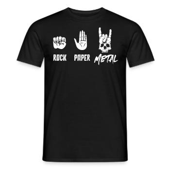 Metal music, rock paper metal music - Men's T-Shirt - black - Front - AI Model Male 178 light (178cm)