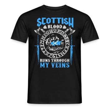 Scottish Blood Runs Through My Veins - Men's T-Shirt - black - Front - AI Model Male 178 light (178cm)